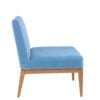 Profile view of Aceray 783 armless lounge armchair with beech wood frame and upholstered seat and back