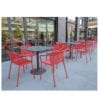 Aceray 810 outdoor steel table, black finish, pictured on a Washington DC coffee shop patio