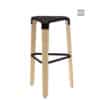 Aceray Sopra5 backless barstool with tripod base and black seat and stretcher