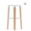 Aceray Sopra5 backless barstool with tripod base and white seat and stretcher