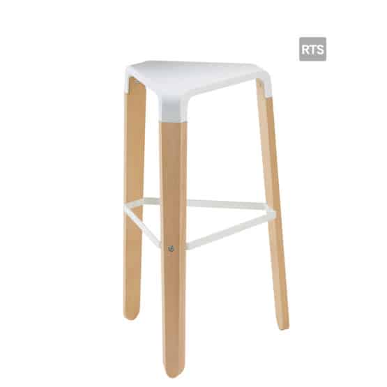 Aceray Sopra5 backless barstool with tripod base and white seat and stretcher