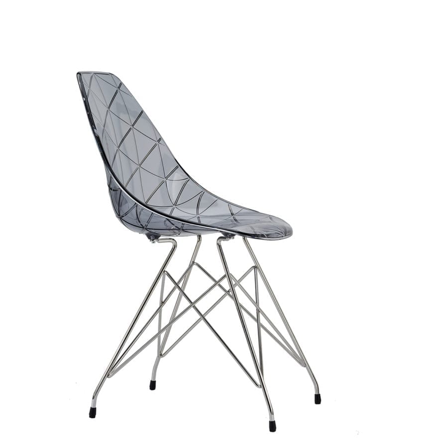 Aceray Nova-M side chair with metal legs and translucent smoke seat