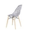 Aceray Nova-W side chair with wood legs and translucent clear seat back view