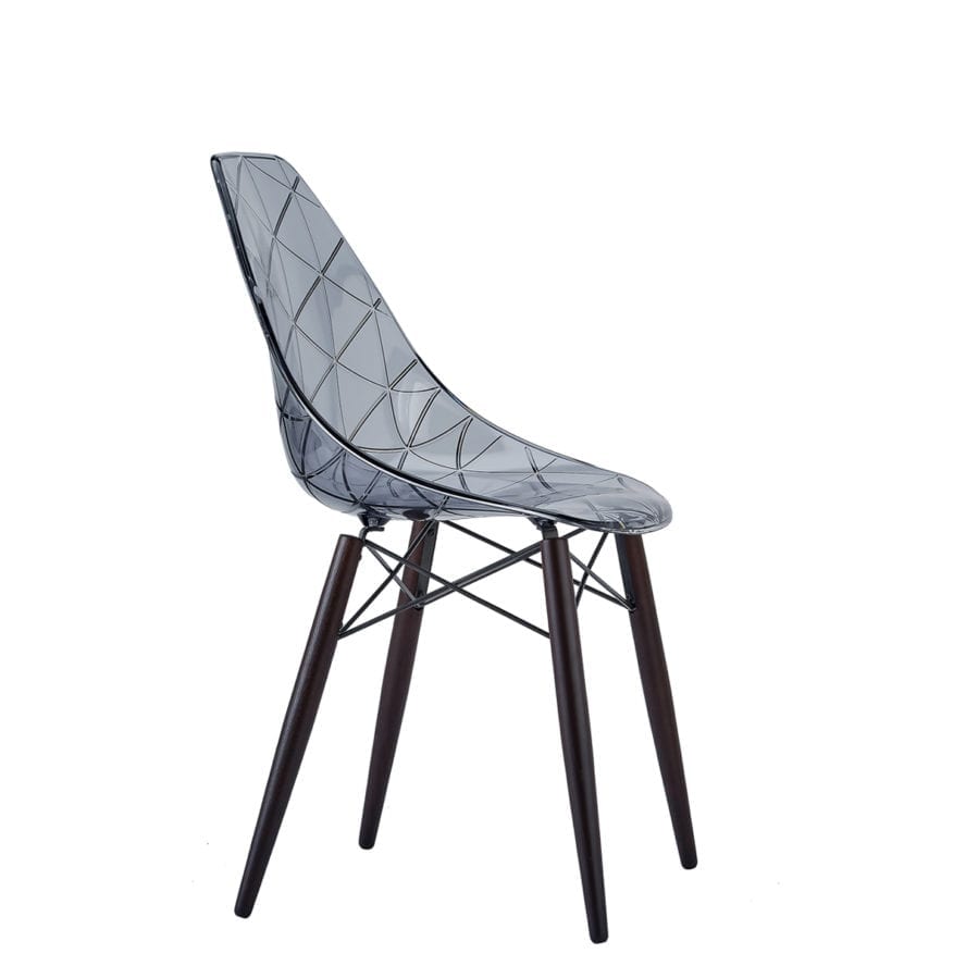 Aceray Nova-W side chair with wood legs and translucent smoke seat