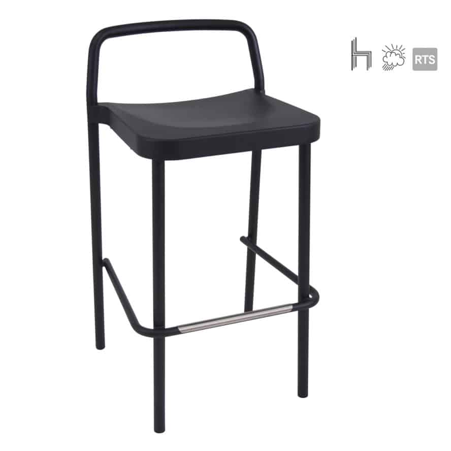 Acertay Astro-5 stacking barstool in black