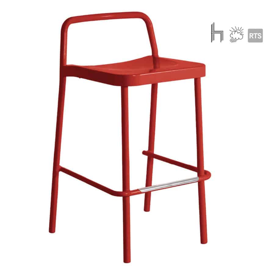 Acertay Astro-5 stacking barstool in red