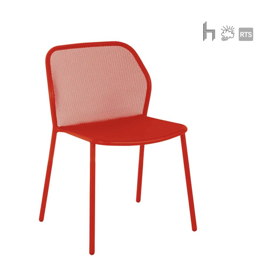 The Aceray Lido-1 indoor/outdoor stacking side chair in red