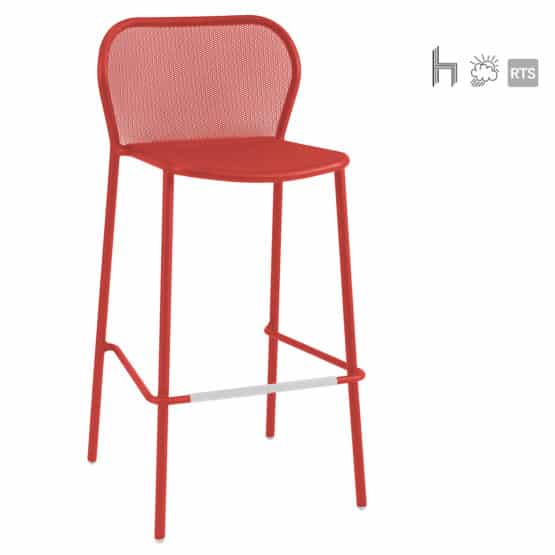 The Aceray Lido-5 indoor/outdoor stacking barstool in red