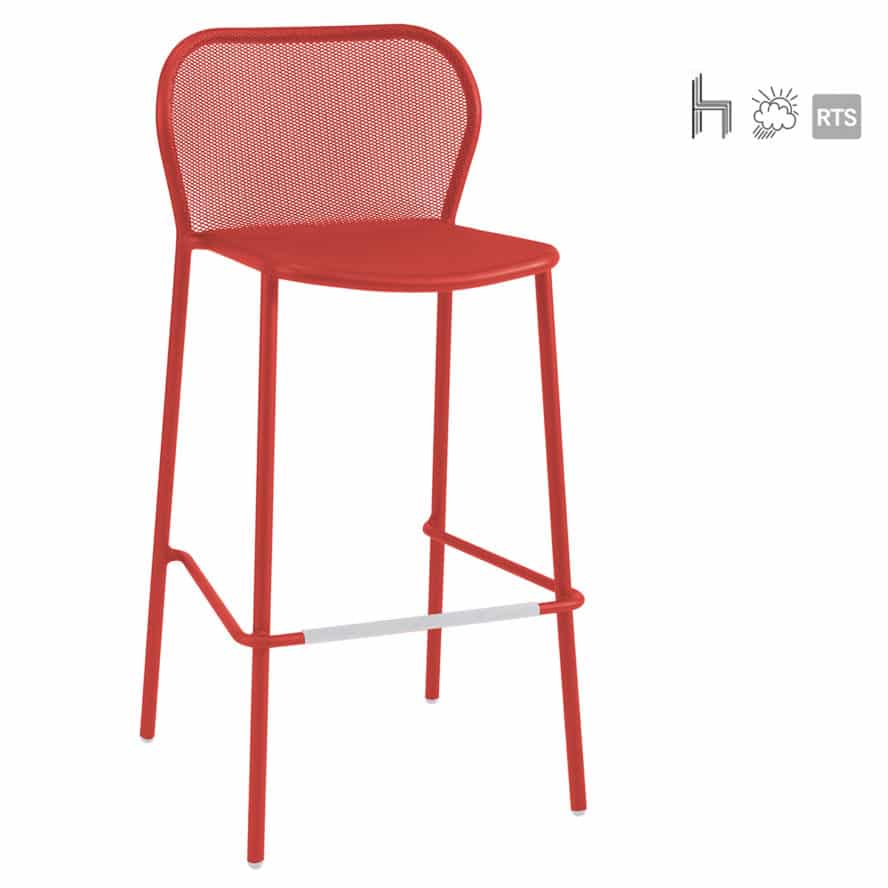 The Aceray Lido-5 indoor/outdoor stacking barstool in red