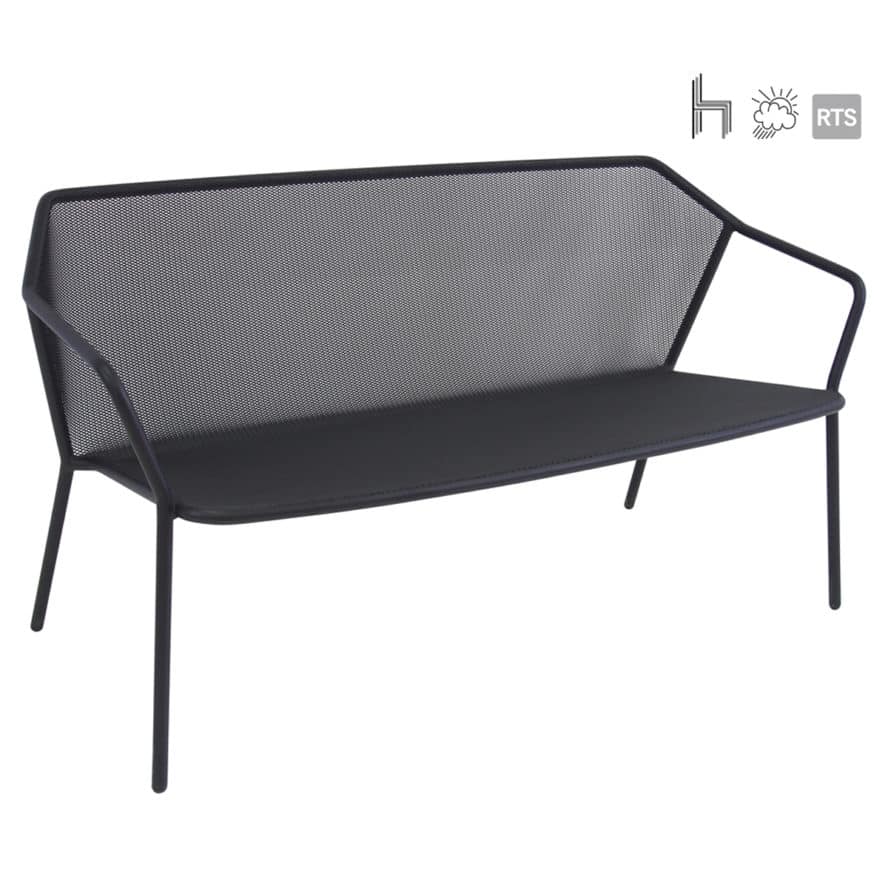 Aceray LIDO-LOVE two seat steel frame, indoor - outdoor bench in black