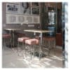 Aceray Campo BQ2 double pole square table base in NYC quick service restaurant