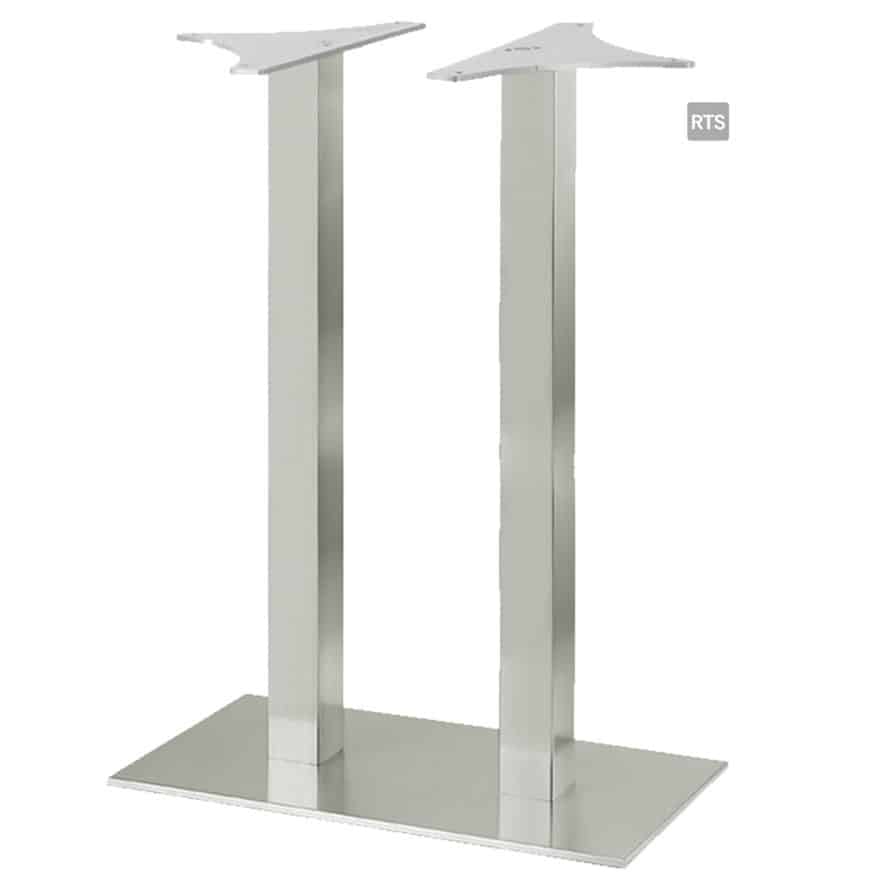 Aceray CAMPO-BQ2 two square pole bar height table base with brushed stainless finish